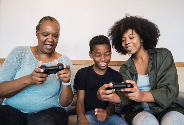 Family using screen time together
