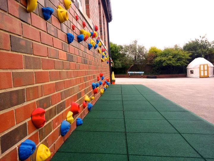Climbing walls provide challenges for children