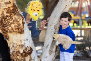 Use masks and puppets to make the practice of balance fun.
